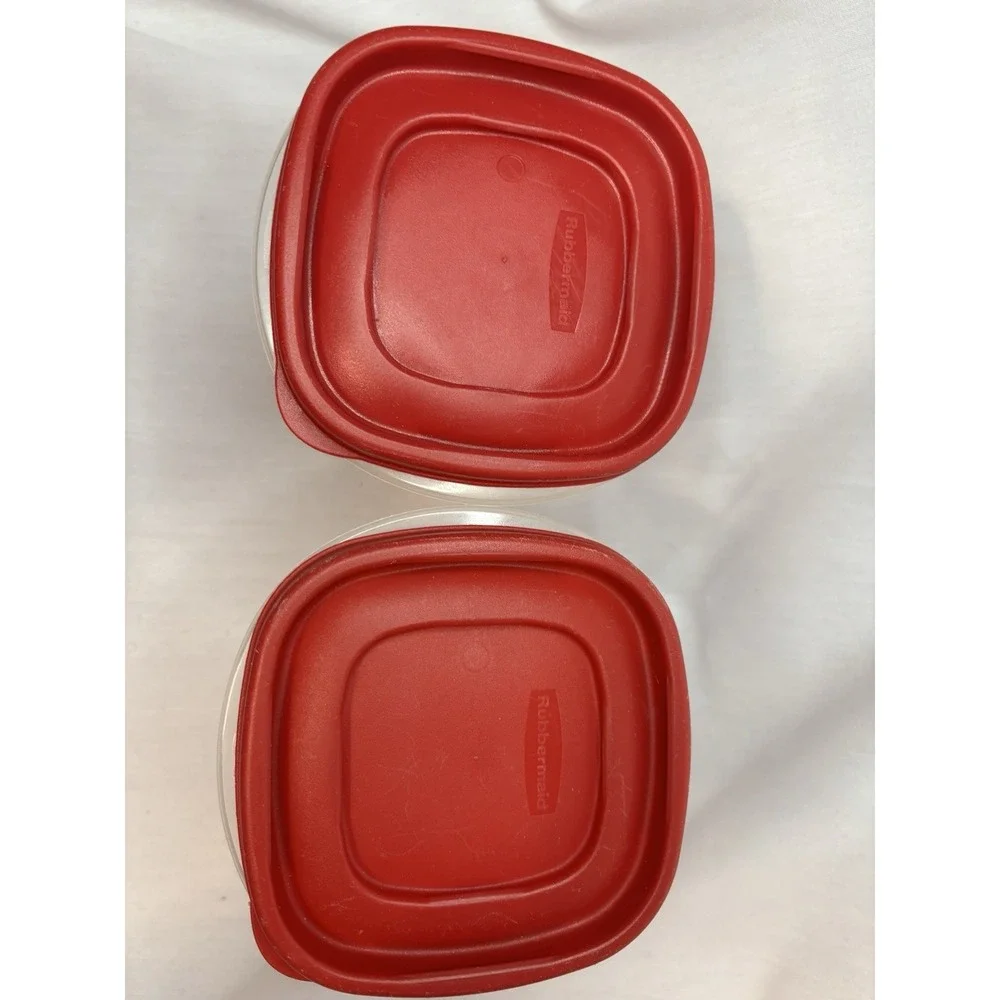 Rubbermaid Storage Container Set 1.2L Rectangular Clear/Red Snap Lid 2pcs‎